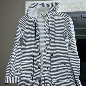 Levi’s chambray striped hooded jacket small